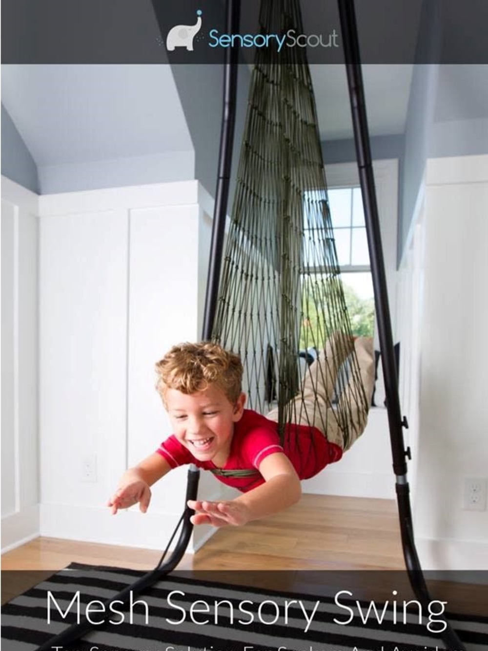 Mesh Sensory Swing in Olive with Black Frame
